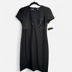 Liz Claiborne 6P Black Sweetheart Bustier Cocktail Midi Dress Back zipper Noir